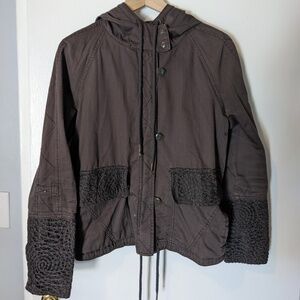 Anthropologie Hei Hei Dark Grey Moto Jacket W/ Ho… - image 1